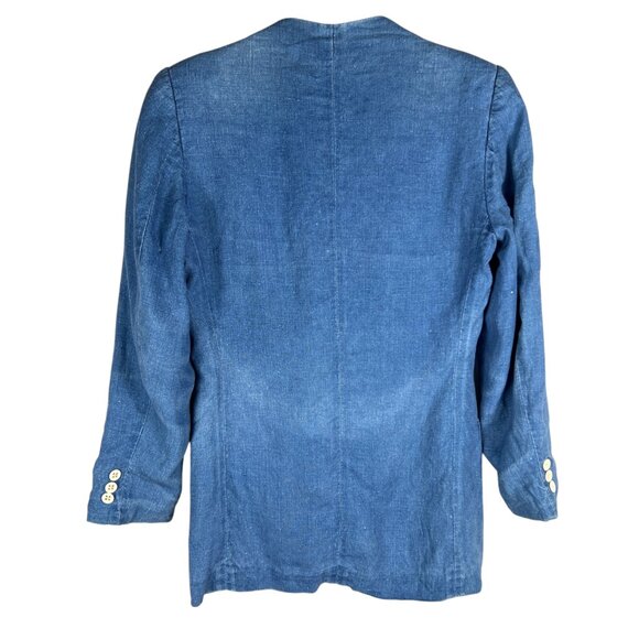 Vintage Armani Jeans Women's 100% Linen 3 Button Blazer in Blue 80s 90s Size S - Picture 10 of 10
